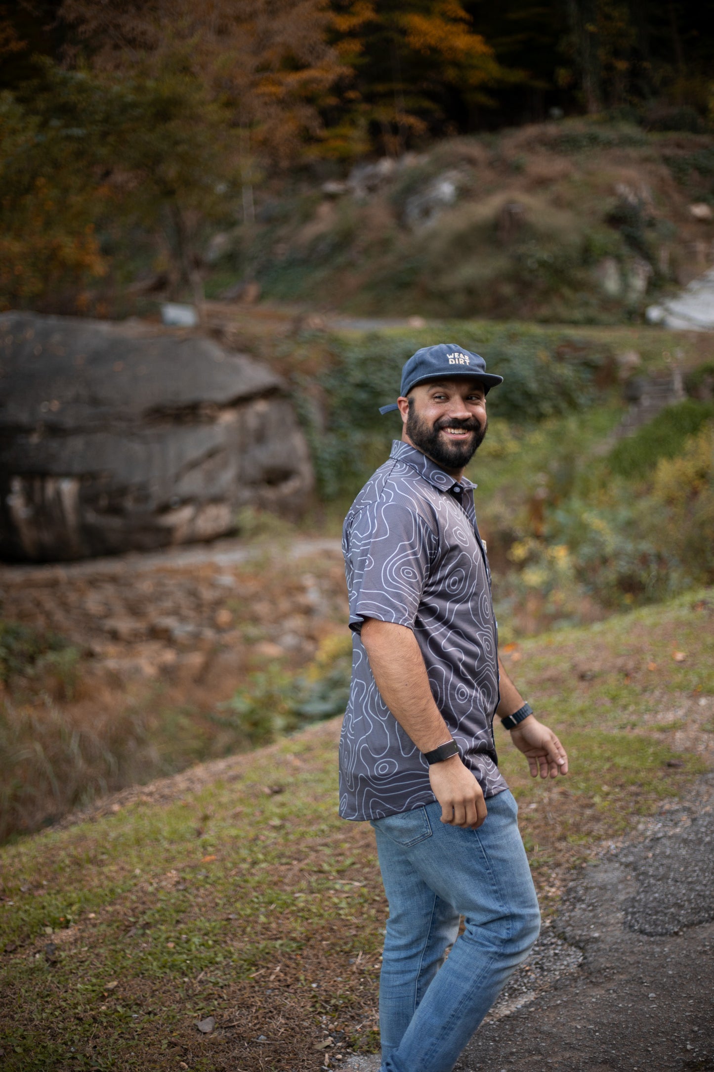 topo topographical button up athletic hiking camping biking shirt chattanooga tennessee wear dirt